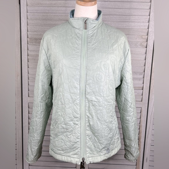 ISIS Quilted Full Zip Jacket Fleece Lined Insulated Light Green-12 - Picture 4 of 5